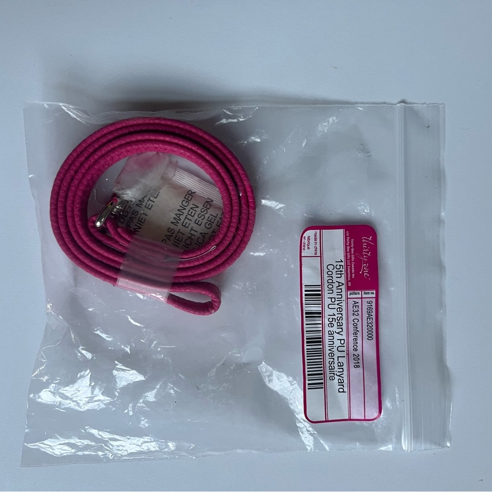 NIP Thirty-One Hot Pink Lanyard with Clip